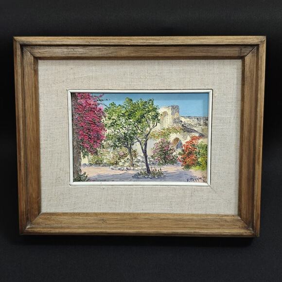 F. Poggio G. Vintage 1987 Italian Landscape Impasto Textured Oil Small Painting - Picture 1 of 12